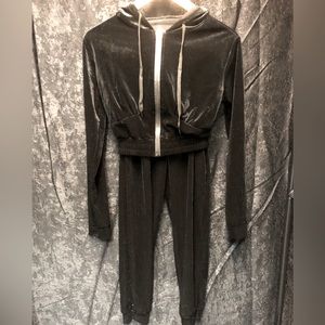 New Black Velvet 2-pc Hood Jogger